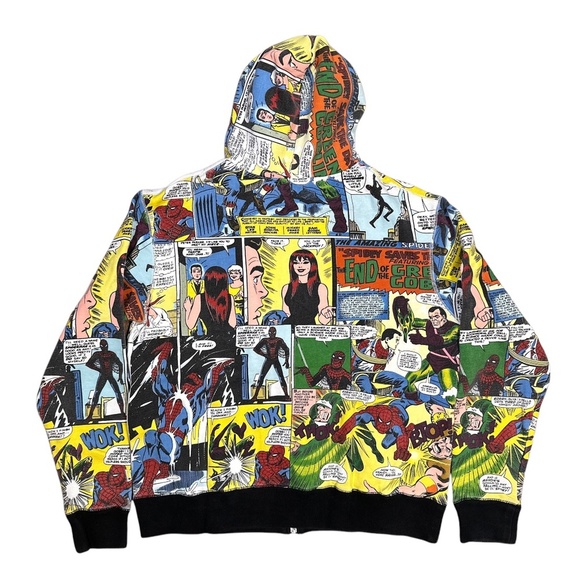 Vintage Y2K Marvel New Era Spider-Man End of Green Goblin All Over Hoodie Mens L - Picture 2 of 13